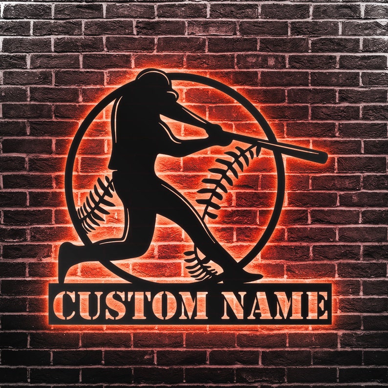 Personalized Baseball Sign With Led Lights